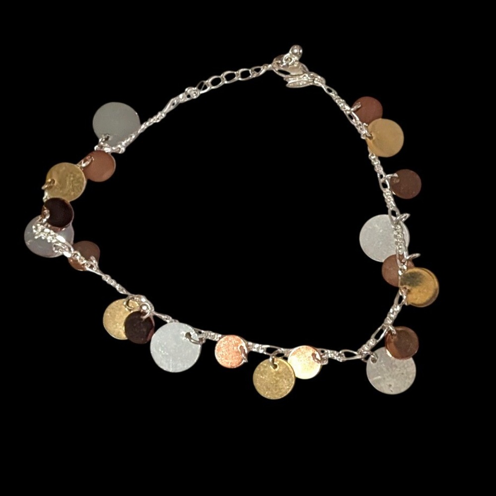 Vintage Coin Dangle Bracelet Multi Color Mixed Metal Boho Y2K Adjustable